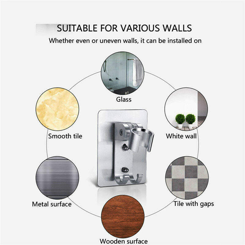 Wall Mounted Shower Head Stand Bracket Holder Adjustable Bathroom Shower Head-US