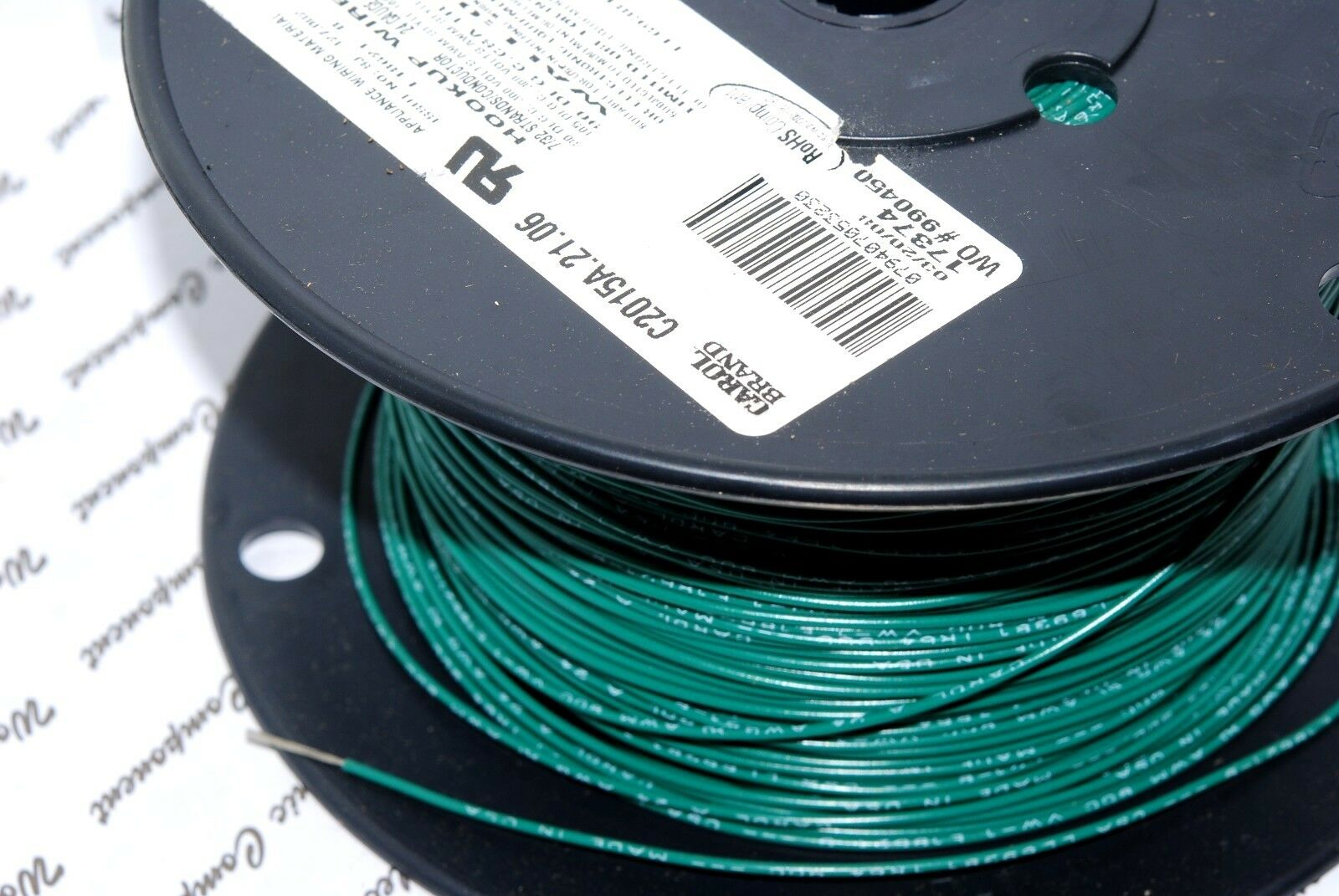 10M - CAROL C2015A.21.06 24AWG 7/32 Hook-Up Wire UL-1007 / UL-1569 Green