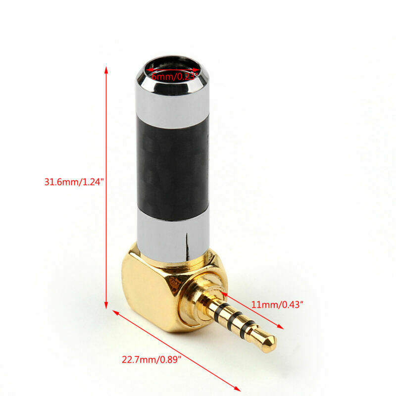 4X 2.5mm 4 Pole Audio Plug Angel TRRS Rhodium-Plated Carbon Fiber AT2
