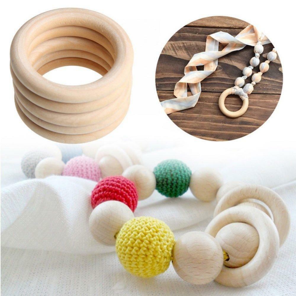 40Pcs Natural Wood Circles Beads Wooden Ring DIY Jewelry Making Crafts DIY