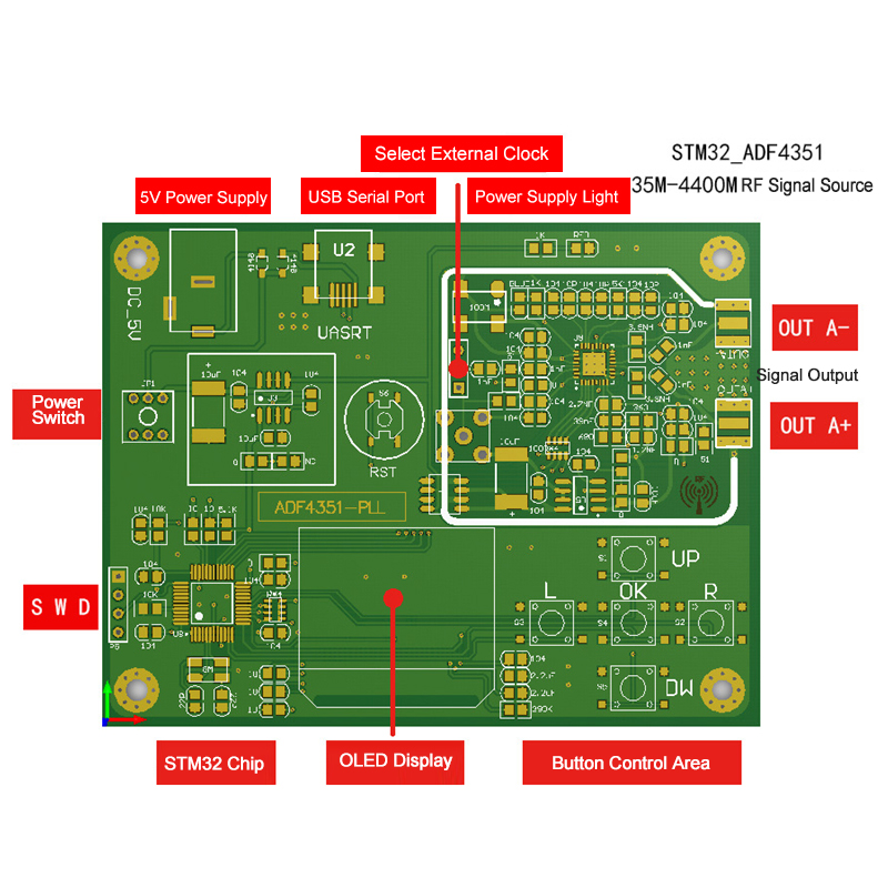 35Mhz-4400Mhz Adf4351 Module Scanning Frequency Generator Rf Signal Generator