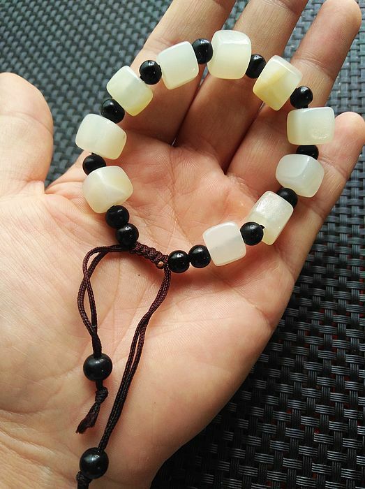 5pcs  Natural jadeite white jade hand-knitted retractable bracelet A+
