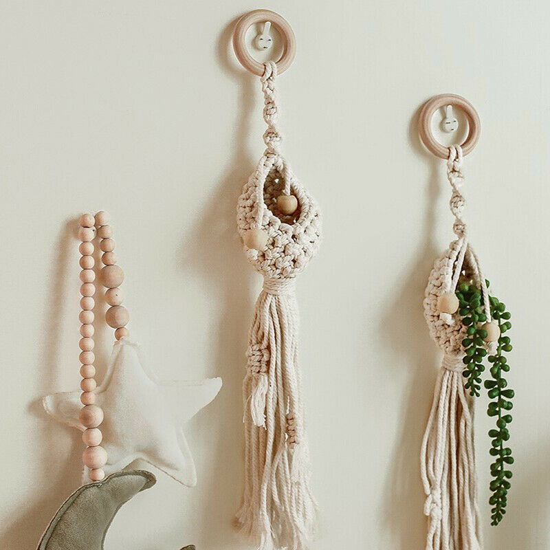 3Pcs Macrame Plant Hanger Cotton Linen Flower Basket Lifting Rope Hanging BaJ8X7
