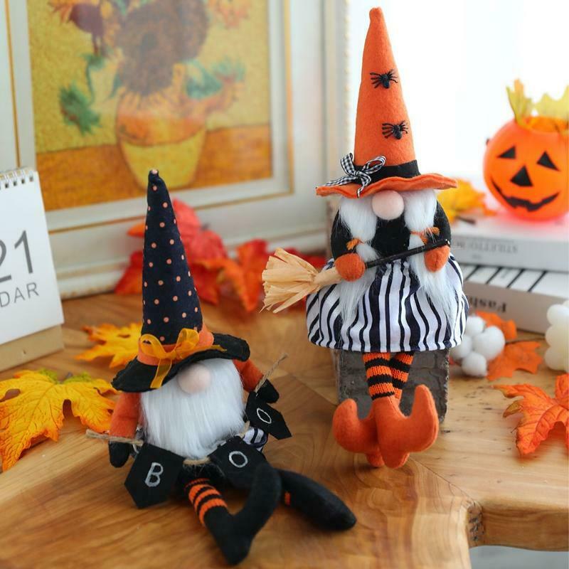 2pcs Halloween Gnome Scandinavian Tomte Swedish Gnomes Plush Farmhouse Decor