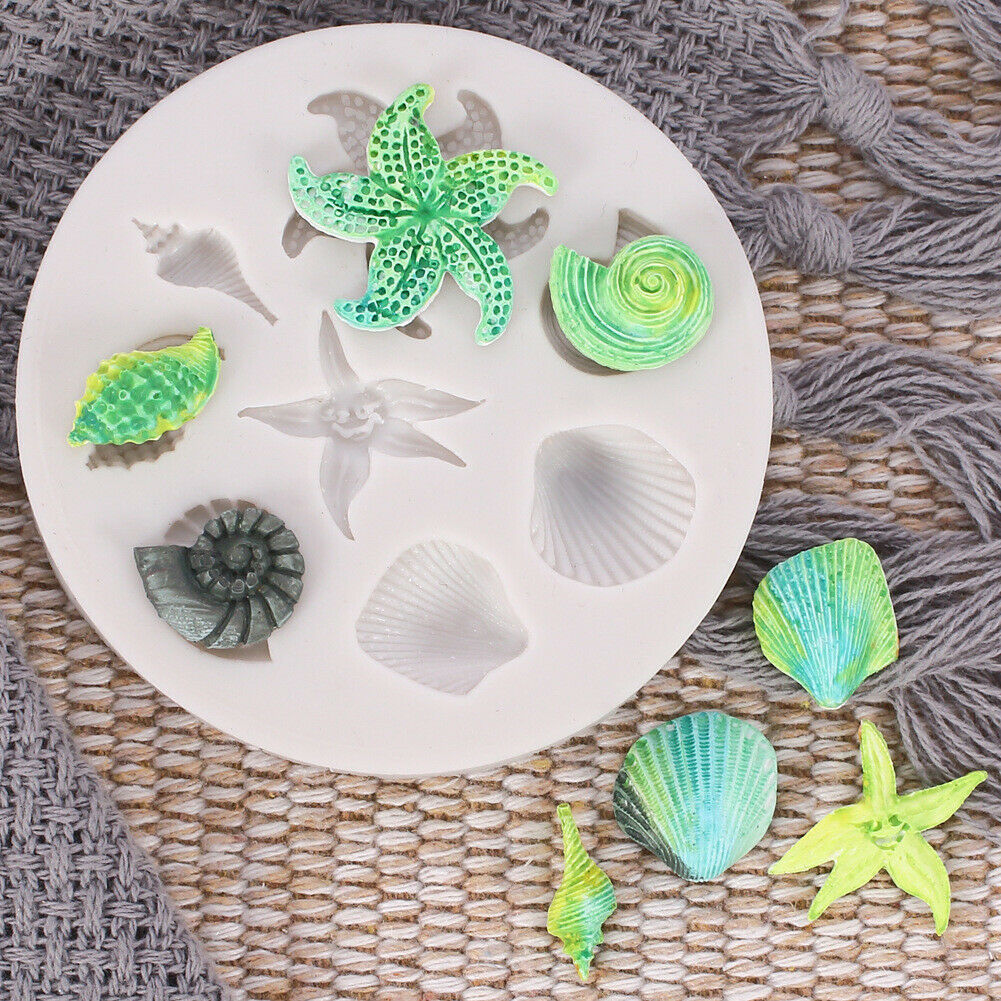 Sea Shell Silicone Fondant Mould Cake Sugarcraft Starfish Decorating Icing Mold-