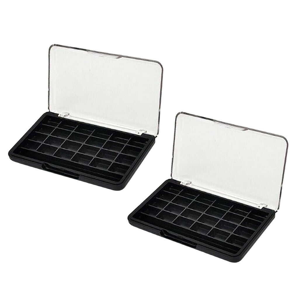 2Pcs 24 Grids Makeup Eyeshadow Palette Blusher Pressed Powder Container Case