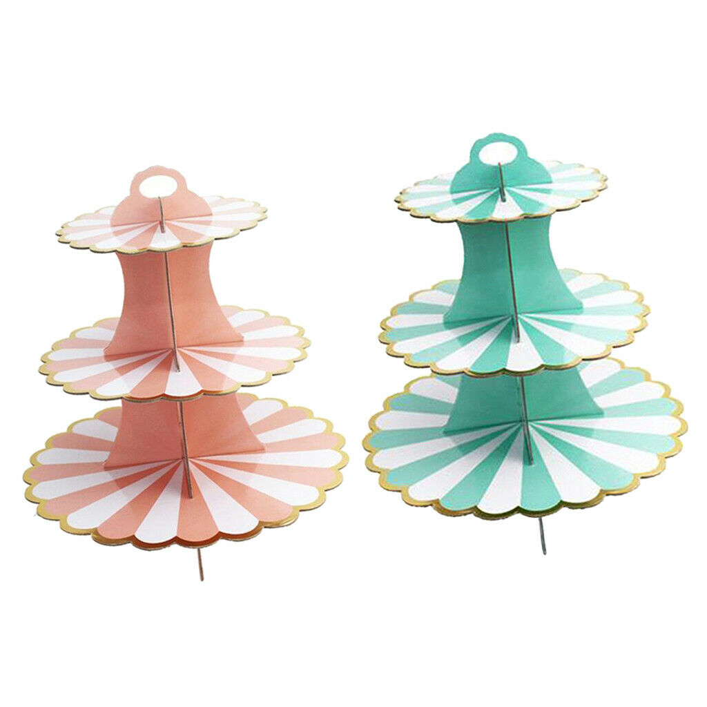 2x 3 Tier Folding Cupcake Stand Cake Dessert Food Display Tower Plate Treats