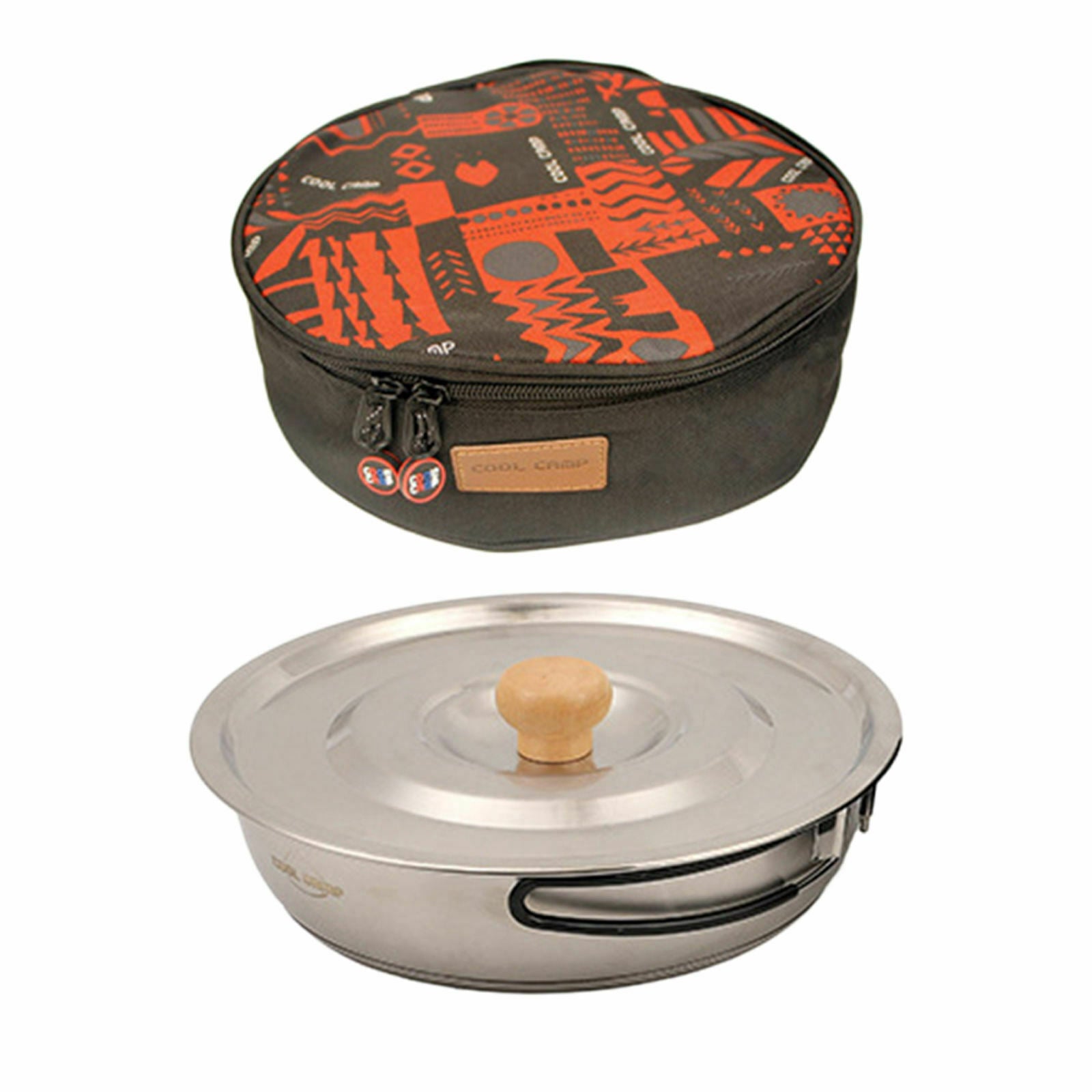 Stainless Steel Camping Frying Pan Pot with Folding Handle for Backpacking