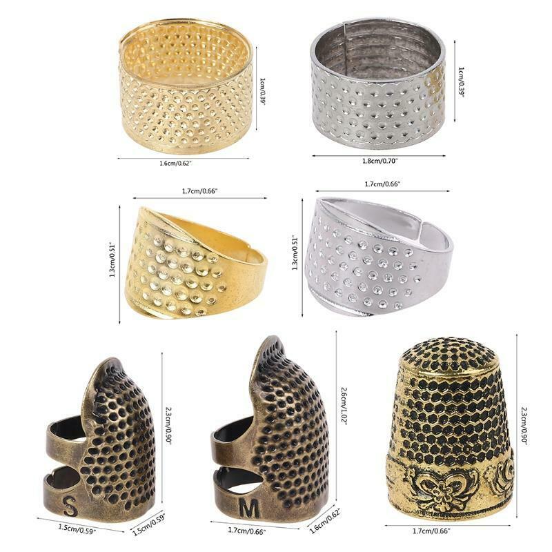 7pcs/set Retro Sewing Thimble Finger Shield Protector Pin Needle DIY Handworking