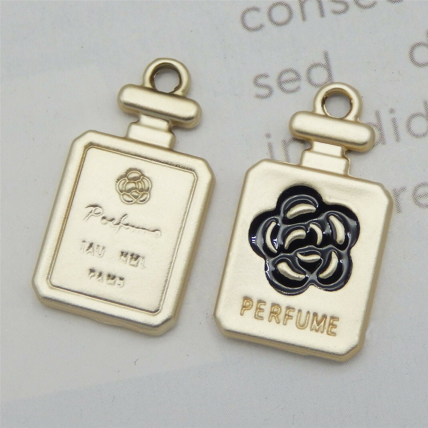 10PCS Golden Perfume Bottle Bracelet Charm Alloy Pendant Jewelry Making 12*22mm