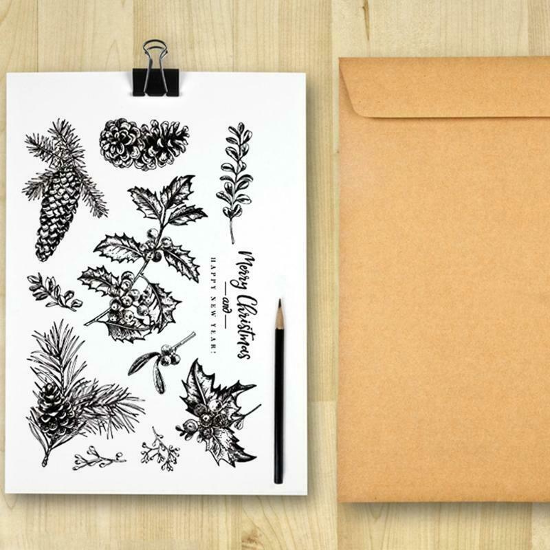 Christmas Pine Cones Silicone Clear Seal Stamp DIY Scrapbooking Embossing Photo