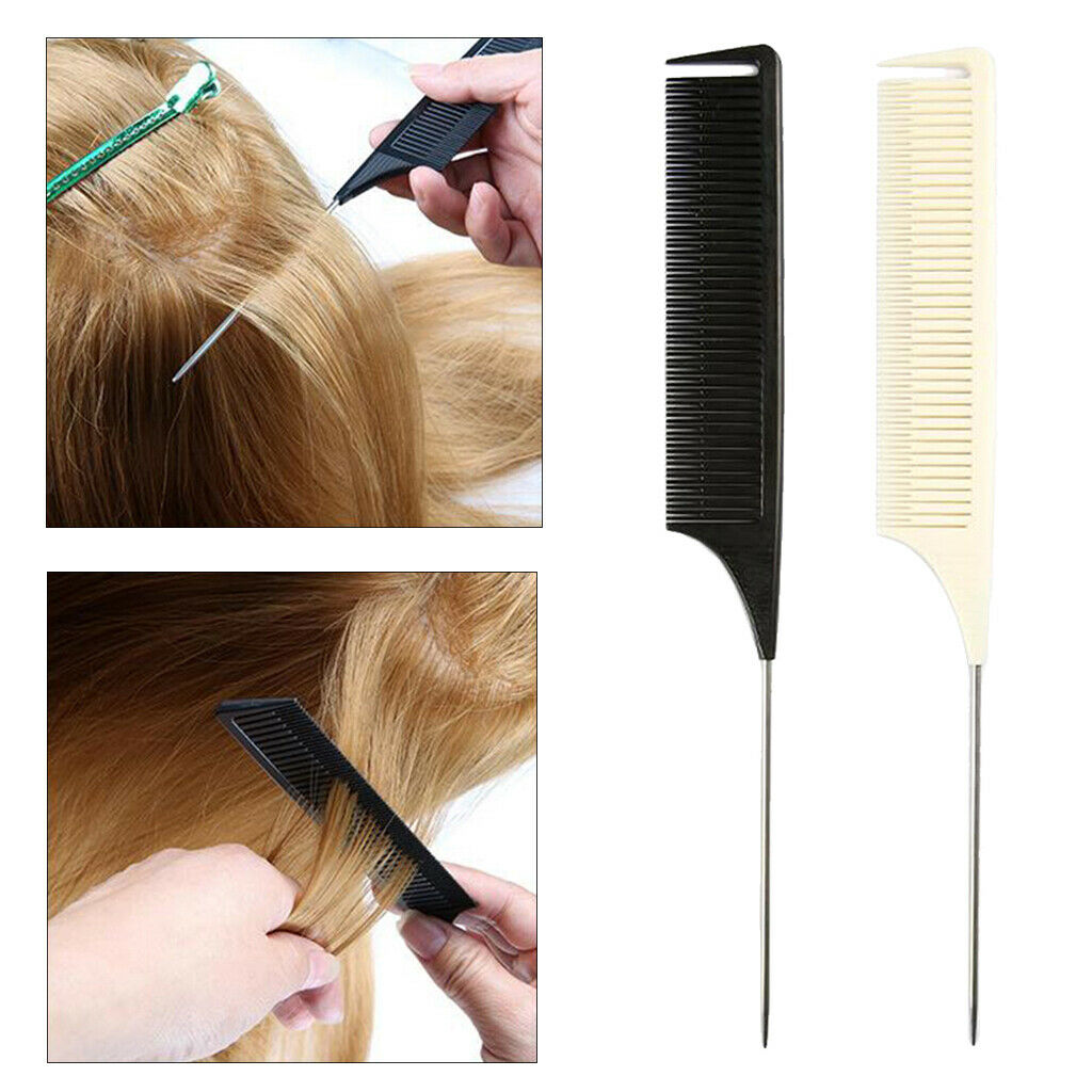 2x ABS Fine Weave Highlighting Foiling Hair Comb Barber Combs Brush Tool