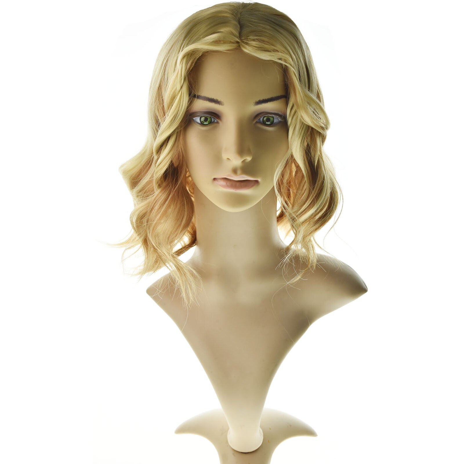 Women Tousled Modern Bob Short Loose Wave Blond Balayage Synthetic Hair
