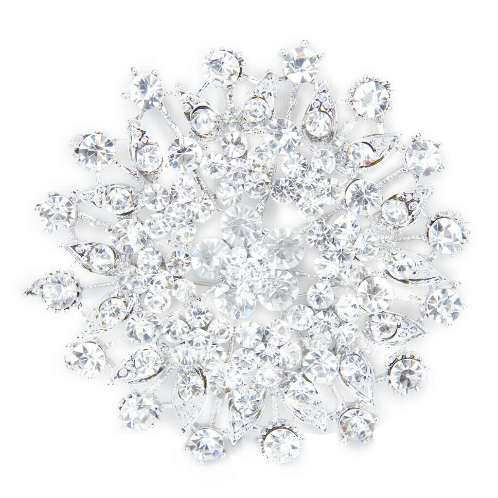 Full Rhinestone Lapel Pins Flower Bridal Wedding Bouquet Brooch Pin for Hat