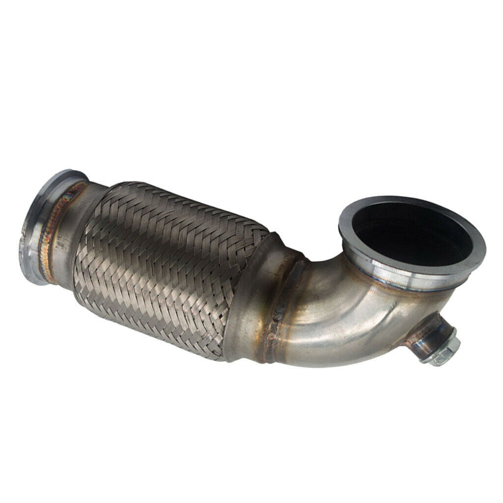 3" V-Band Downpipe Low Profile 90° w/ Flex Bellows Down-pipe For Car Truck, New