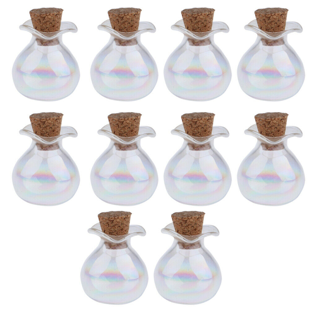 10x Mini Glass Bottles Jars Vials with Cork Stopper Wishing Bottles