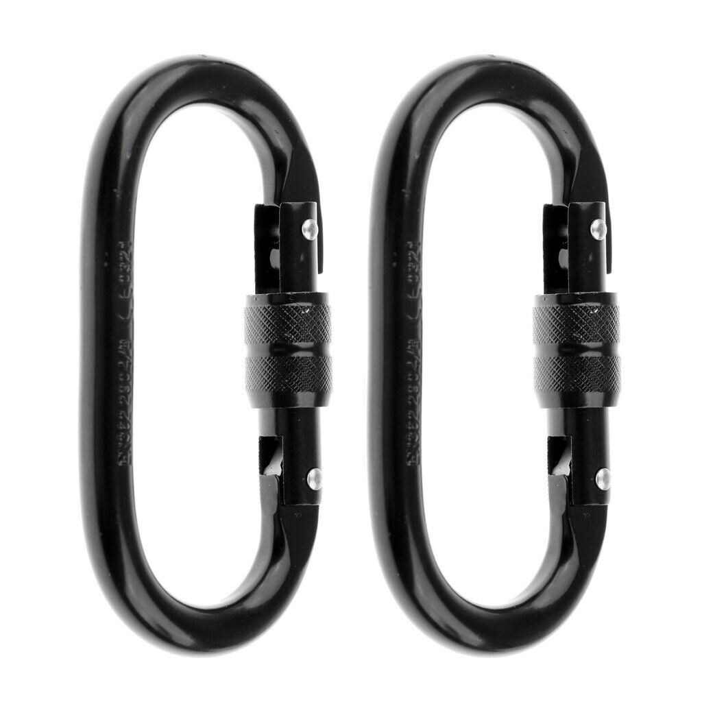 2x 25KN Oval Climbing Screwgate Carabiner For Climbing Hiking Yoga Hammock