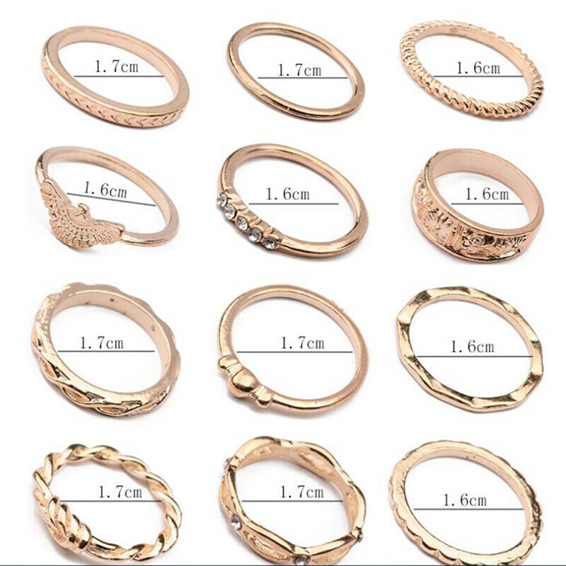 12Pcs/set Women Fashion Personality Punk Gothic Rings Jewelry GiftA KX