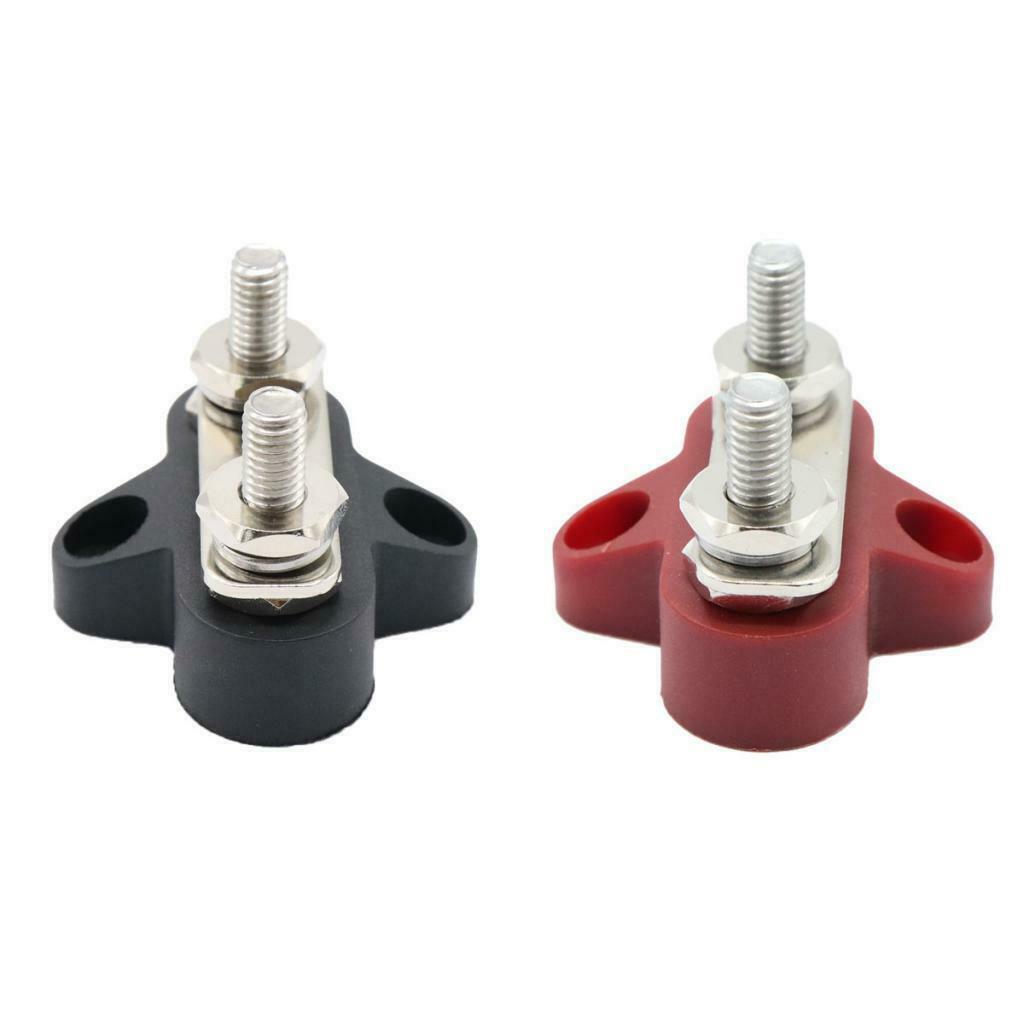 2x M6 Busbar Power Distribution Box Terminal Block 48V Heavy Duty Red + Black