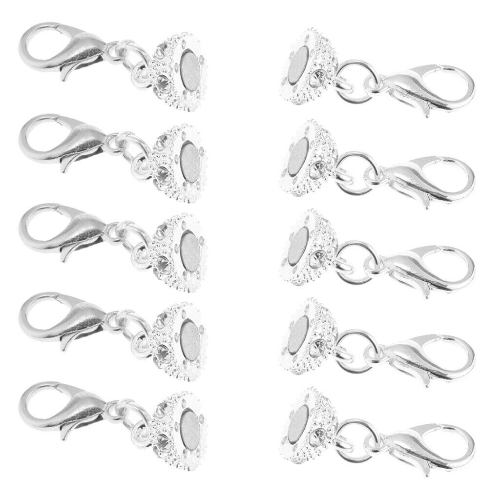 10Pcs 8mm Crystal Round Ball Lobster Clasp Hook Magnetic Connector Craft DIY