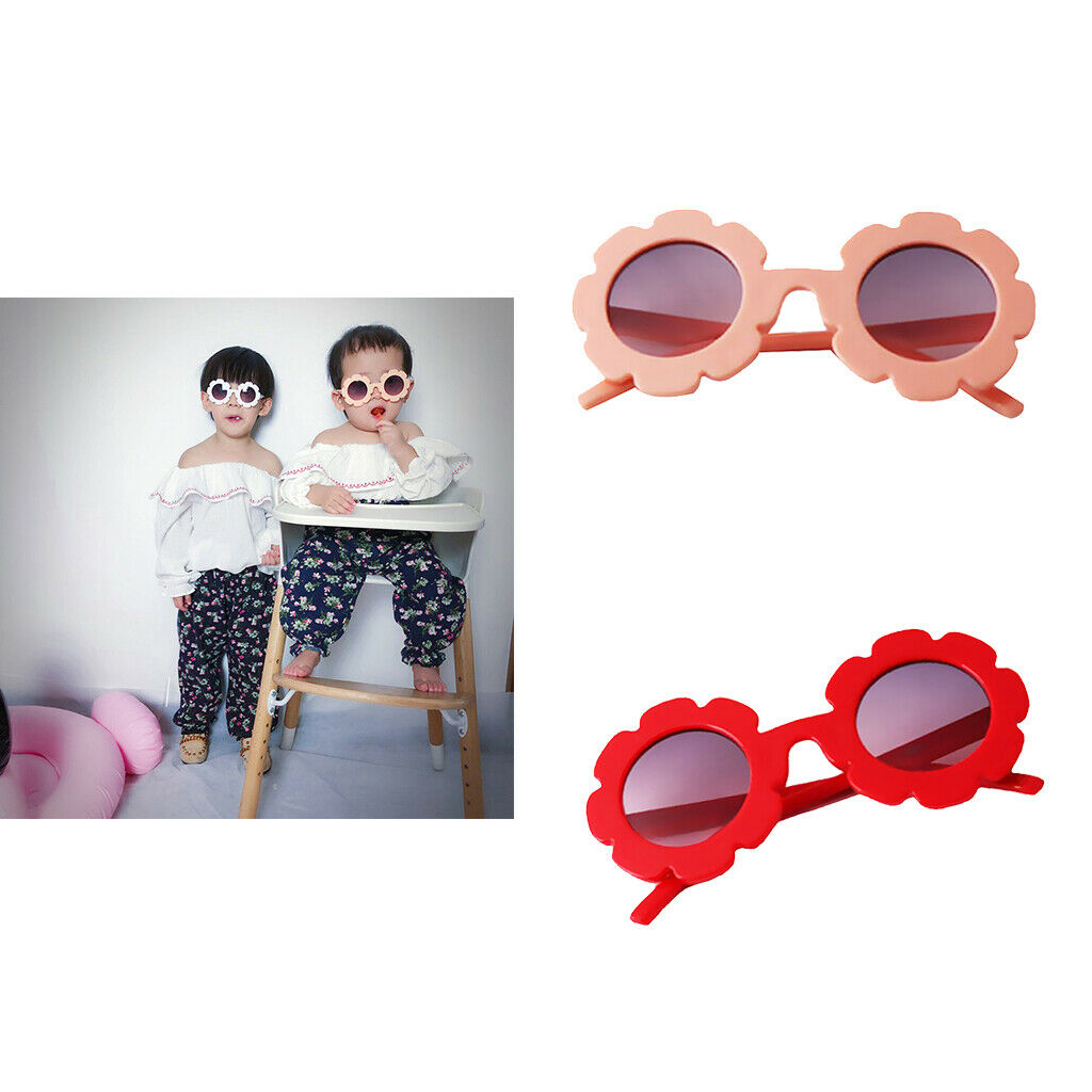 Stylish Flower Kids Baby Boy Girl Soft Plastic UV400 Sunglasses Red + Pink