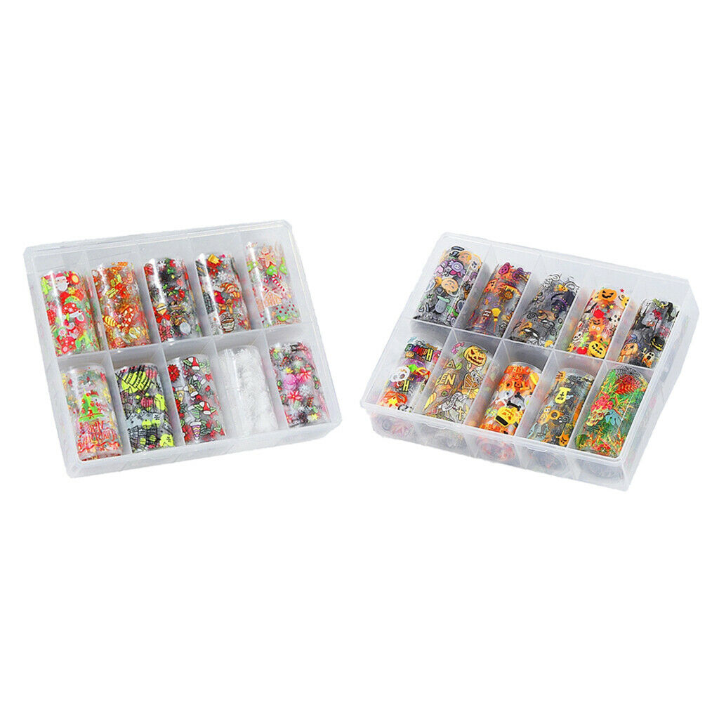 10 Sheet DIY Nail Art Tips Stickers Wraps Nails Decals Decorations Halloween