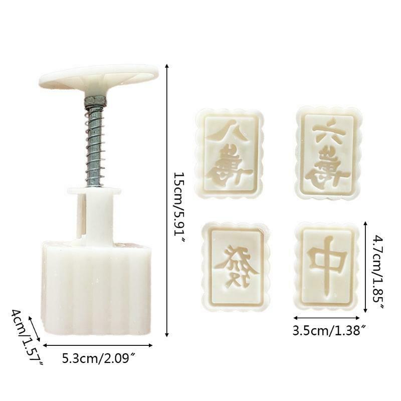 4pcs Mahjong Stamps 50g Mooncake Mould for Mid-Autumn DIY Pastry Gadget