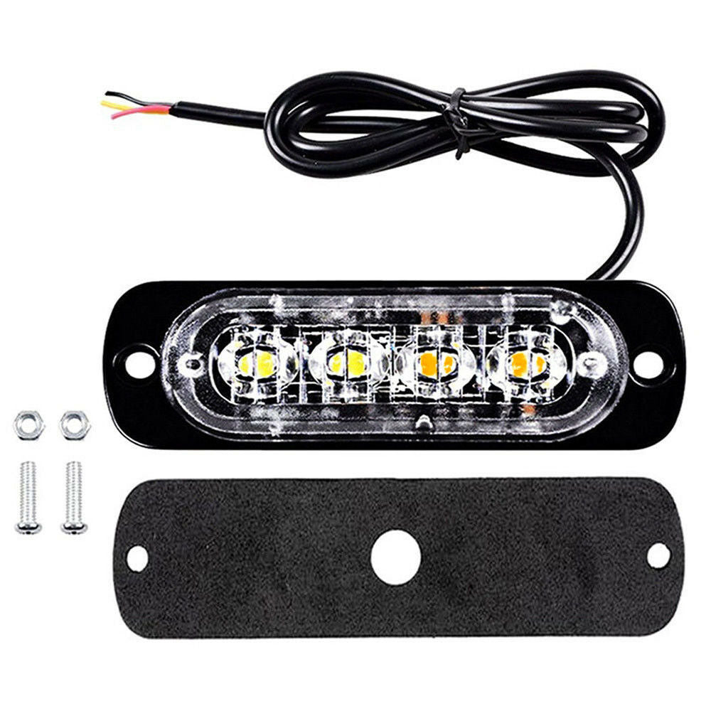 1pc 4LED 12W Car Truck Motorbike Dual Color Strobe Flash Emergency Light Bar #ur