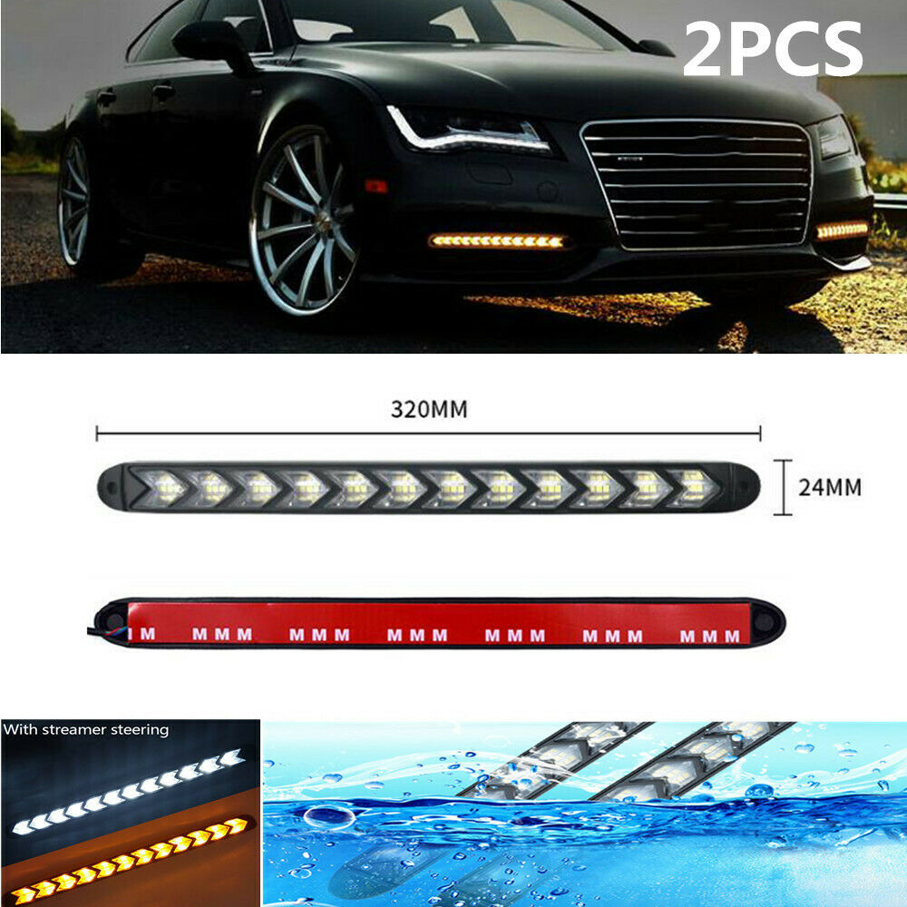 Car Daytime Lamp LED Flowing Light Strip DRL Turn Signal White&Amber Fit for BMW