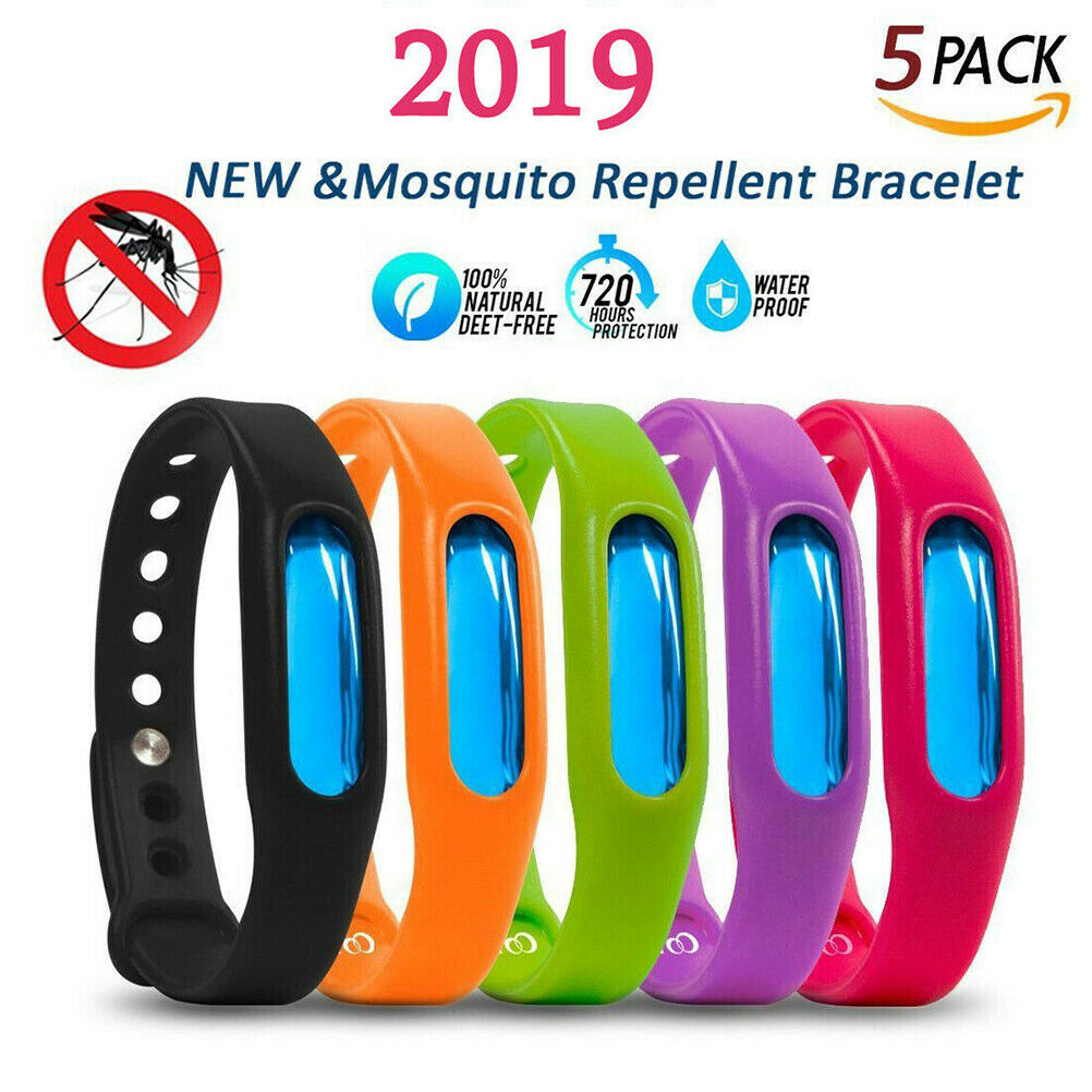 5pcs Anti Mosquito Insect & Bug Repellent Bracelet Bands Silicone Wristband g NC