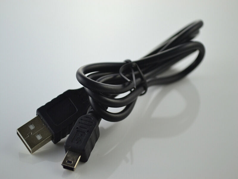 1Pc Black USB 2.0 A Male to Mini 5 Pin B Data Charging Cable Cord Adapter DS