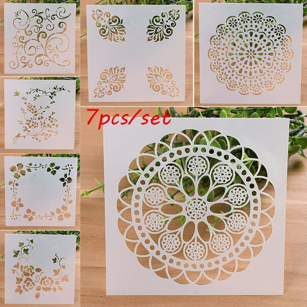 7PCS Craft Embossing Template Wall Painting Layering Stencils Scrapbooking HS88