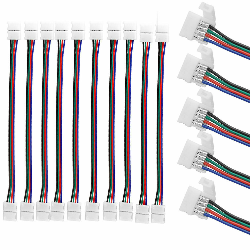 10X 4 PIN RGB LED STRIP LIGHT TO CONTROLLER CONNECTORS WIRE CABLE 10MM 5050   NL