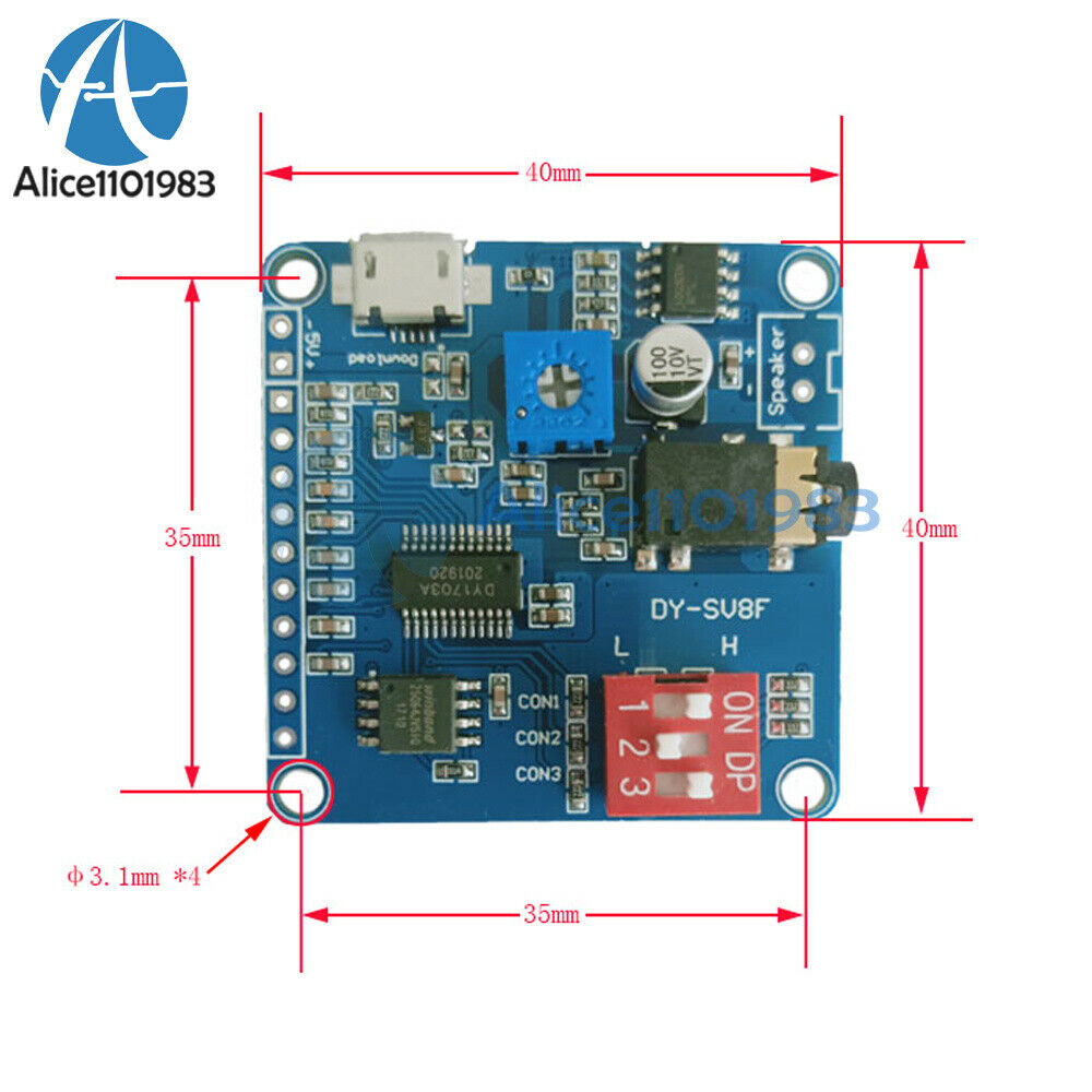 MP3 Voice DY-SV8F Player Module Playback 8Mbits Flash Storage Board for Arduino
