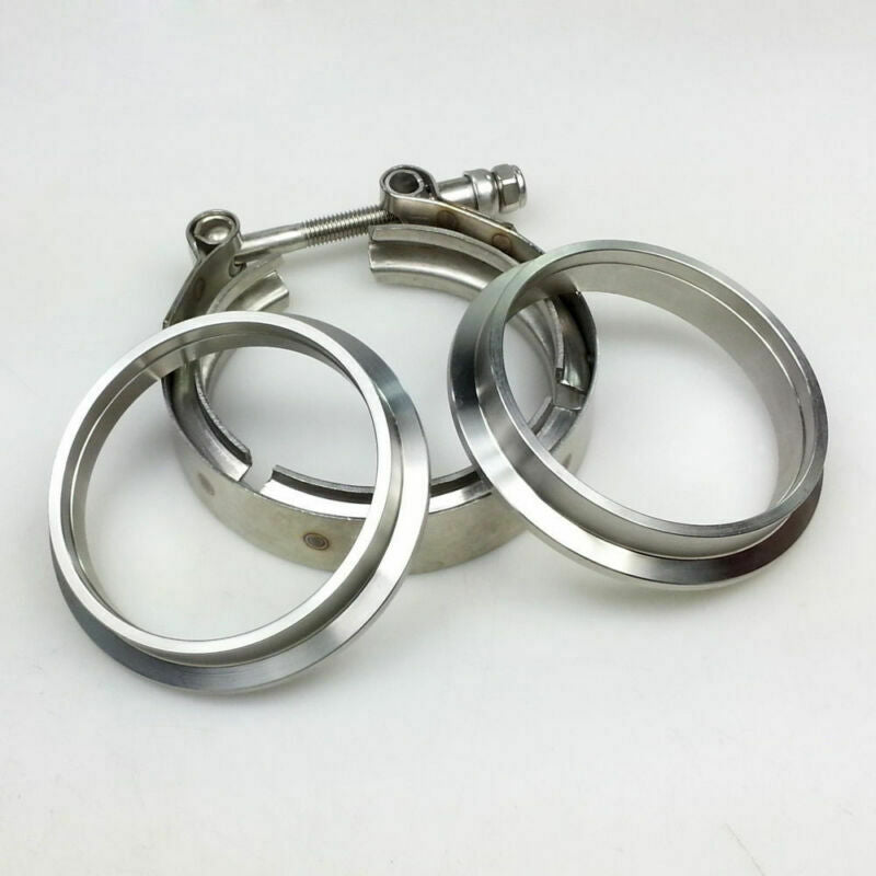 2.5" Inch Car Turbo Exhaust Downpipe Stainless Steel V-Band Clamp With 2 Flanges