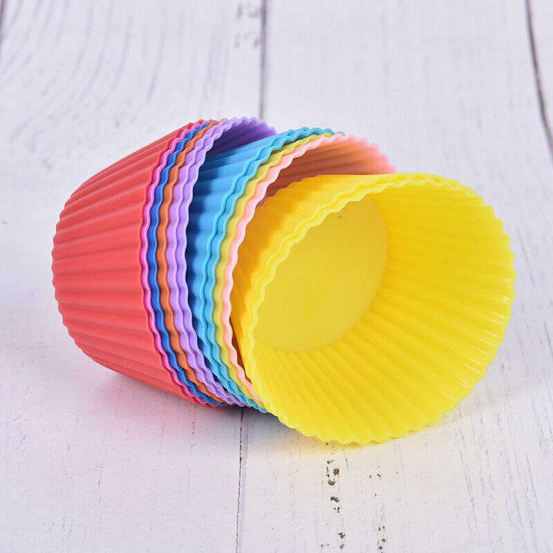 12 Pcs 7cm Muffin Cup Round Silicone Cake Baking Molds Cupcake Pan Cake m.l8