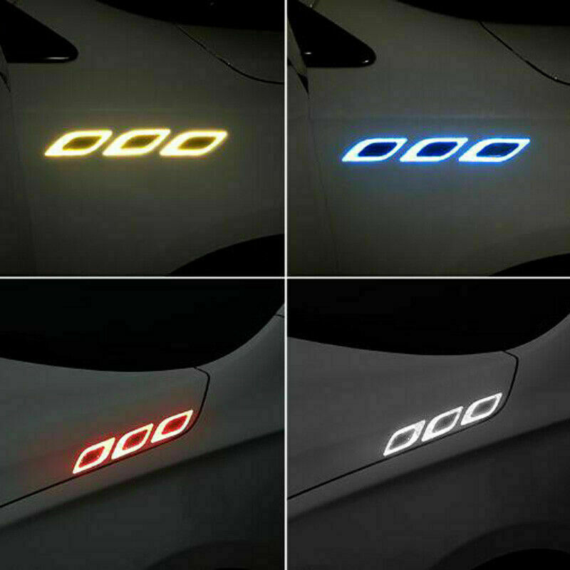 6x Blue Car Vent Edge Bumper Reflective Stickers Decals Carbon Fiber Patter