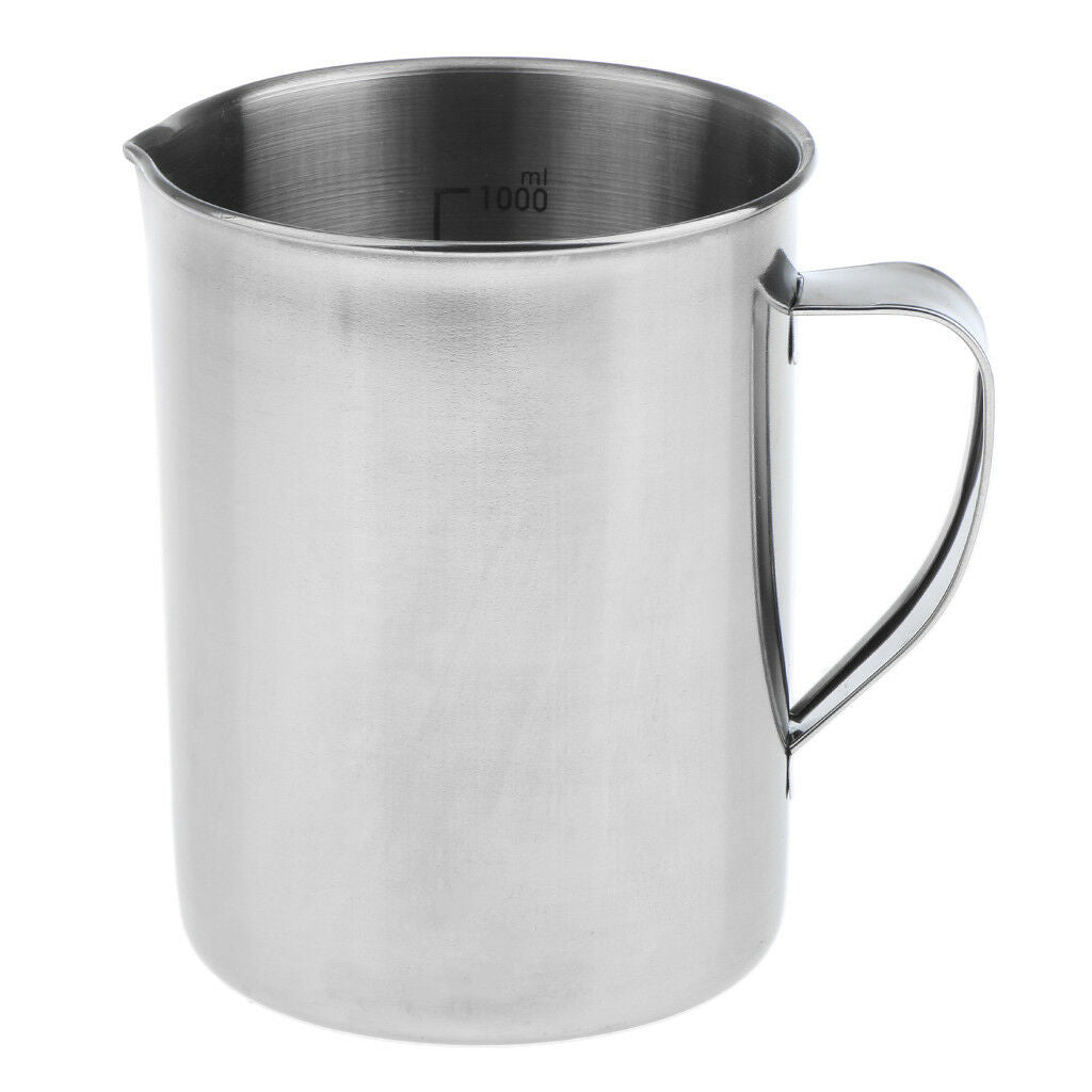 Stainless Steel Kitchen Handle Water Liquid Measurement Cup Scale Mug 1000ml