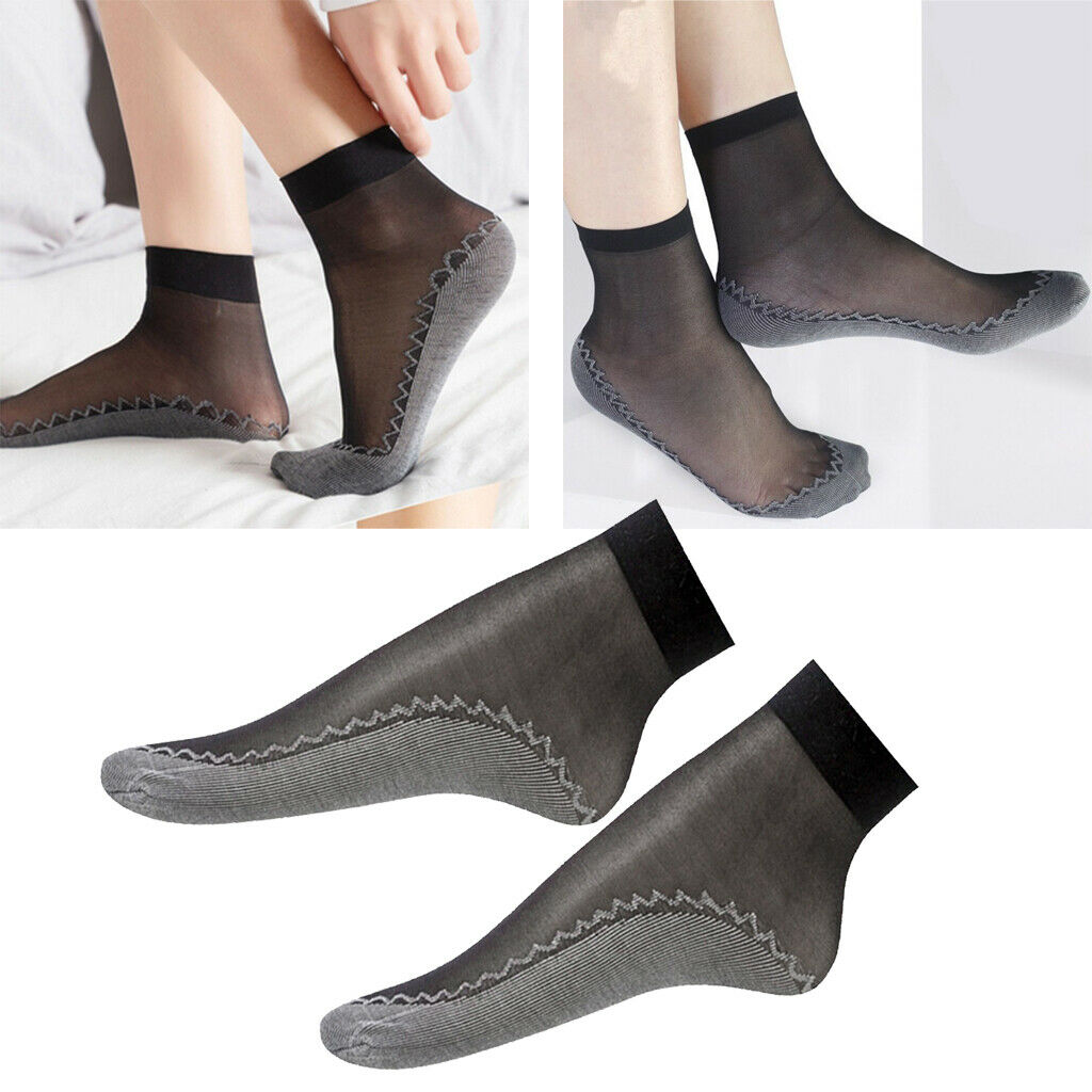40x Women's Chinlon Silk Summer Socks Sheer Thin Lace Slip-resistant Socks