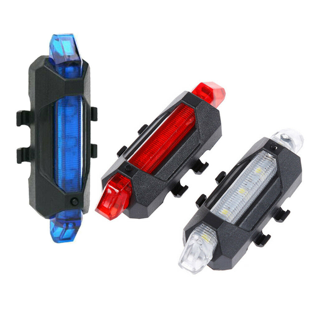 2 Pieces Biking LED Rear Light Portable Taillight USB Rechargeable Red+Blue