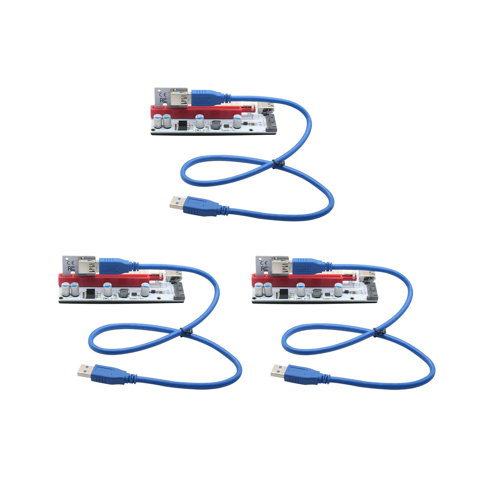 3Pcs PCI-E Riser Card 008s 1x to 16x Riser Powered Adapter Card Extender