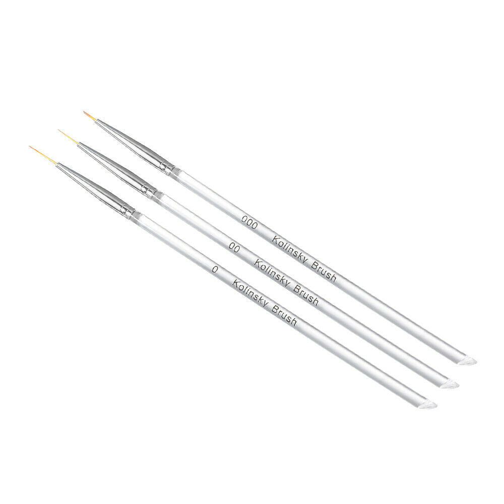 3Sizes Nail Art UV Gel Liner Drawing Brush Flower Painting Pen Manicure Tool Set