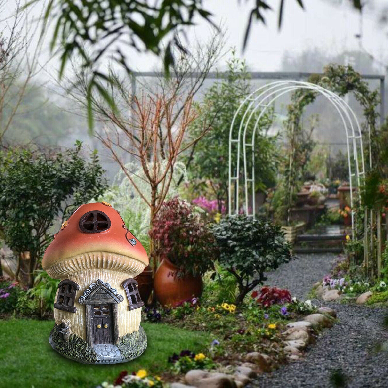 Home Mushroom Garden Outdoor Solar Powered Light Patio Decor Lighting Craft