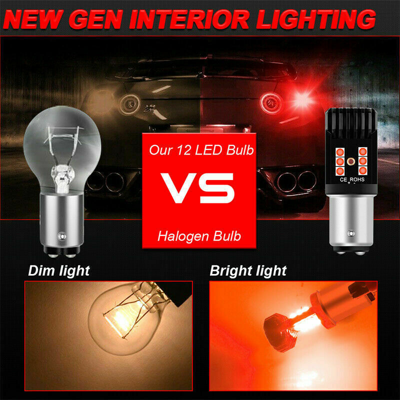 2X 1157 7528 2357 2057 LED Brake Stop Tail Light Parking Bulbs Lamps Red Canbus