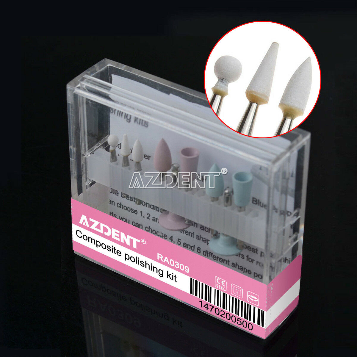 10X Dental Diamond Burs Composite Polishing Kit RA 0309 for Low Speed Handpiece