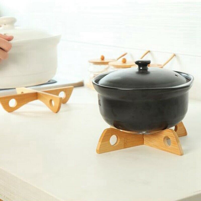 Bamboo Cross Tray Holder Pot Soup Bowl Mat Wood Bamboo Organizer Hot Pot .l8