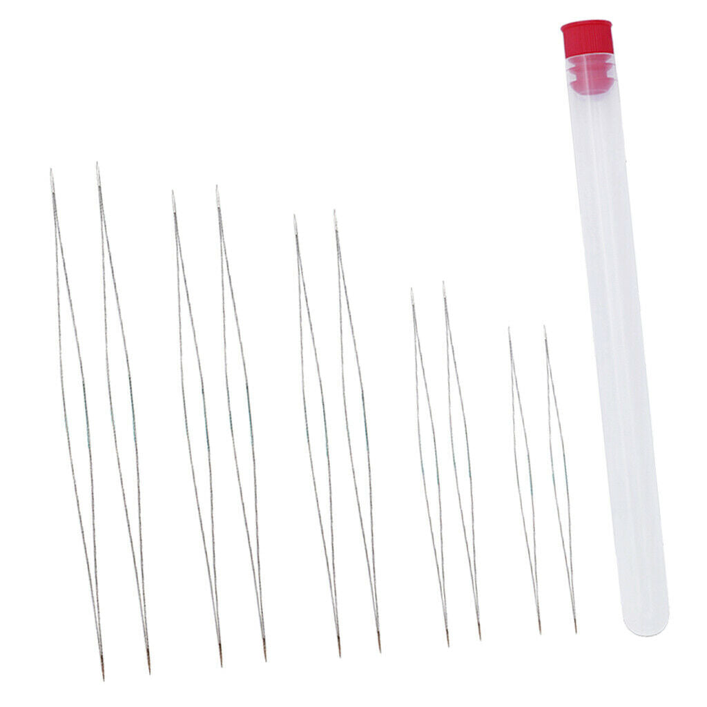Set of 10 5 Sizes Beading Needle Crafts Jewelry Making Tools w/ Storage Tube