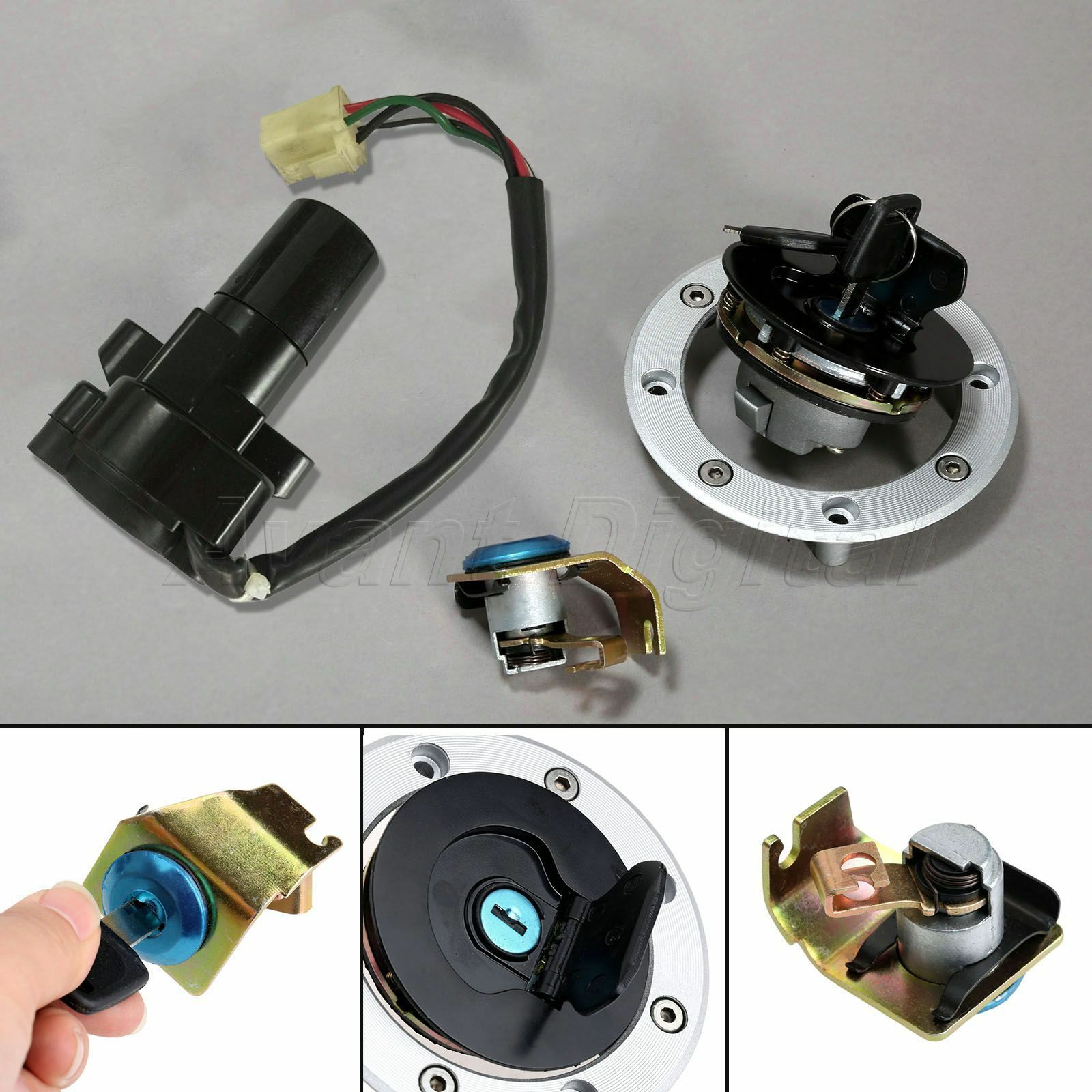 Motorcycle Ignition Switch Fuel Gas Cap Seat Lock Key Set for Suzuki GS500 2008