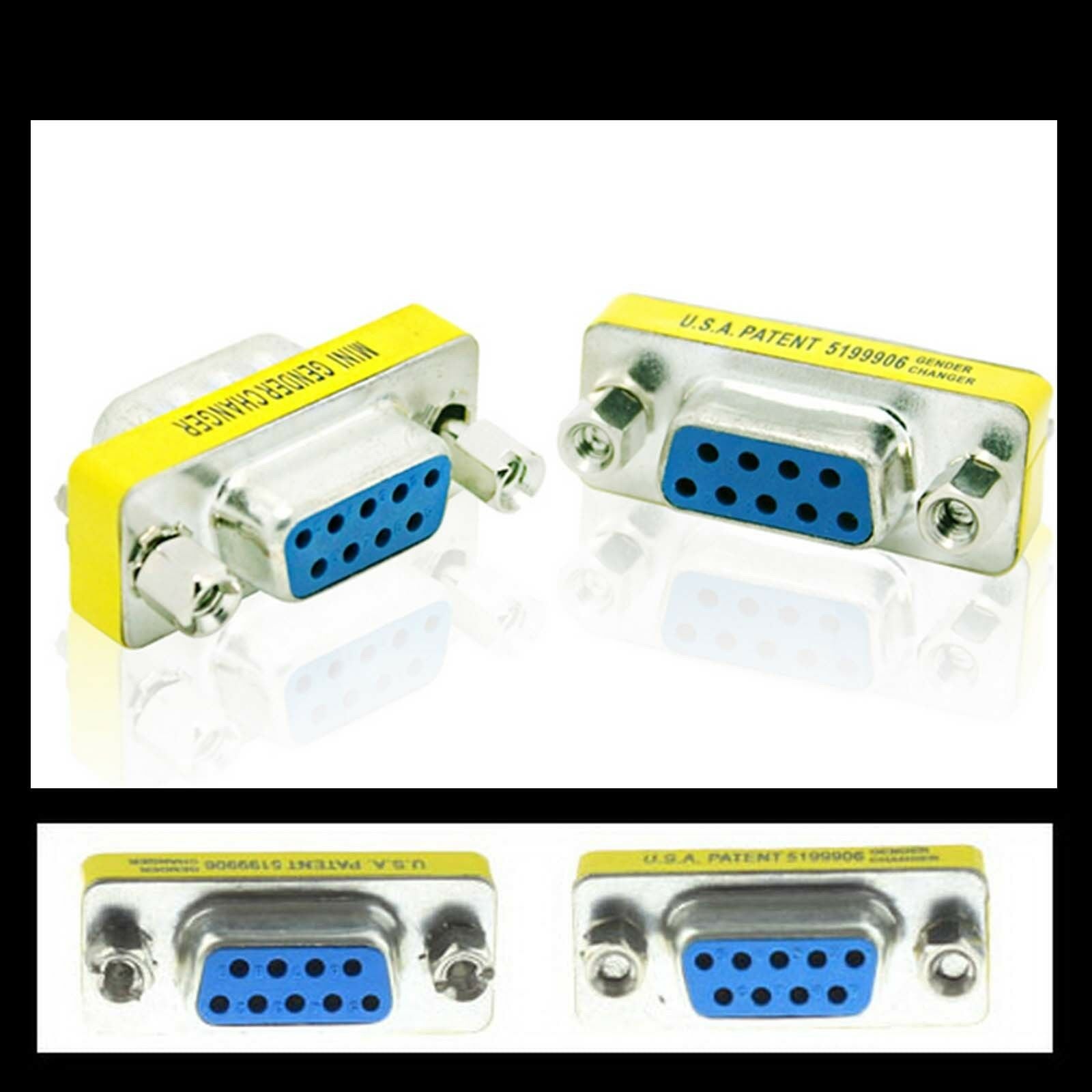 10pcs DB9 VGA 9 pin Female to female Mini Gender Changer convertor adapter