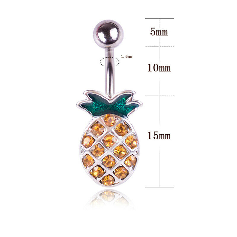 Pineapple Steel Navel Rings Crystal BellyButton Ring Bar Body Piercing Je.l8
